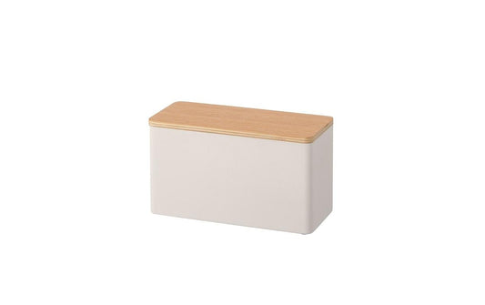 Yamazaki | Aufbewahrungsbox Rin weiss | 23x10.5x14cm, Metall/Holz