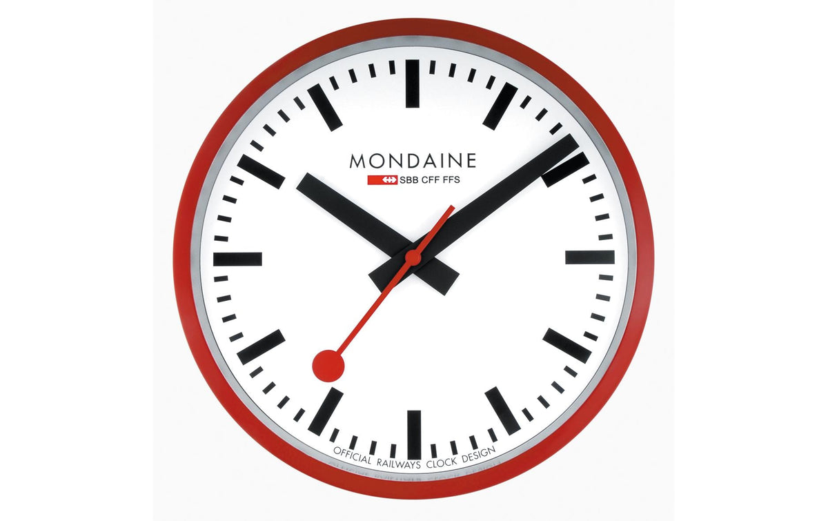 Mondaine Wanduhr rot 25cm