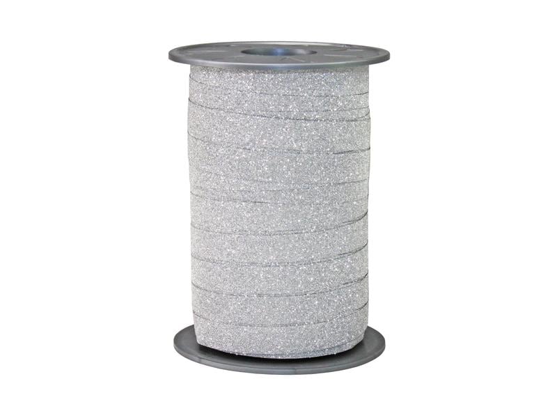 Pattberg | Geschenkband Poly Glitter | Grösse: 1 cm x 100 m, Farbe silber
