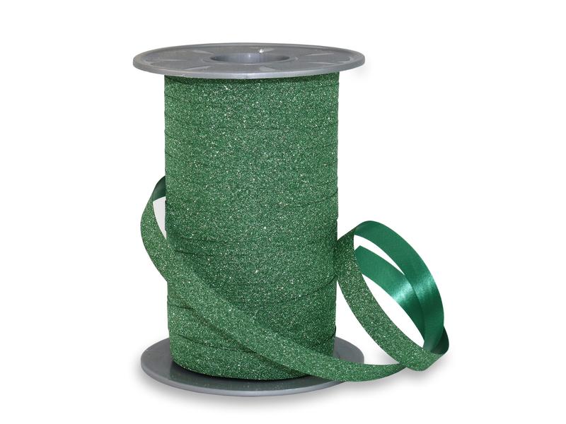 Pattberg | Geschenkband Poly Glitter | Grösse: 1 cm x 100 m, Farbe grün