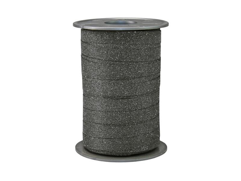 Pattberg | Geschenkband Poly Glitter | Grösse: 1 cm x 100 m, Farbe schwarz