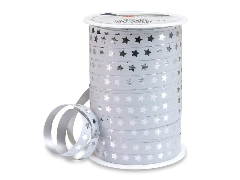 Pattberg | Geschenkband Christmas Star | Grösse: 1 cm x 100 m, Farbe weiss