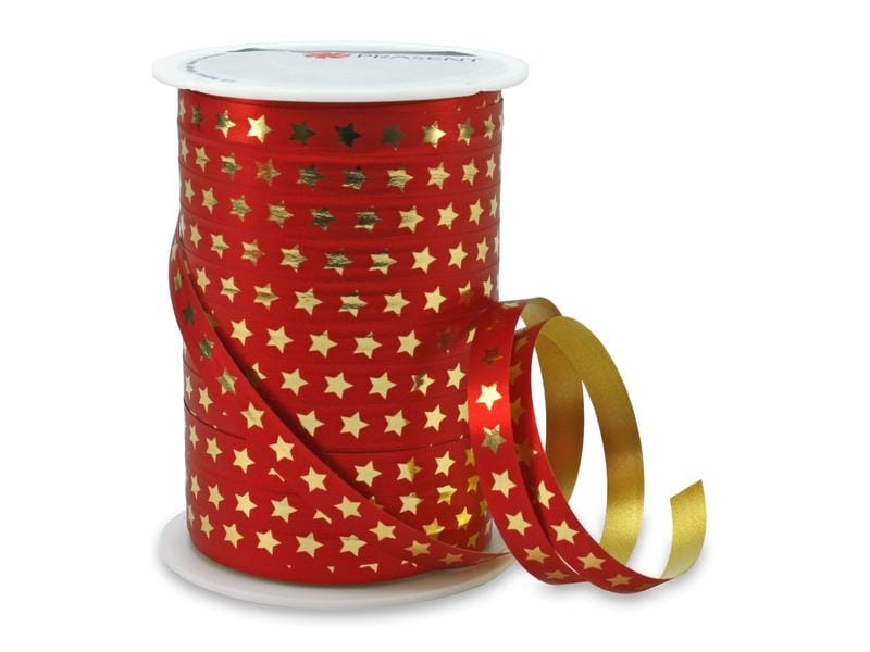 Pattberg | Geschenkband Christmas Star | Grösse: 1 cm x 100 m, Farbe rot