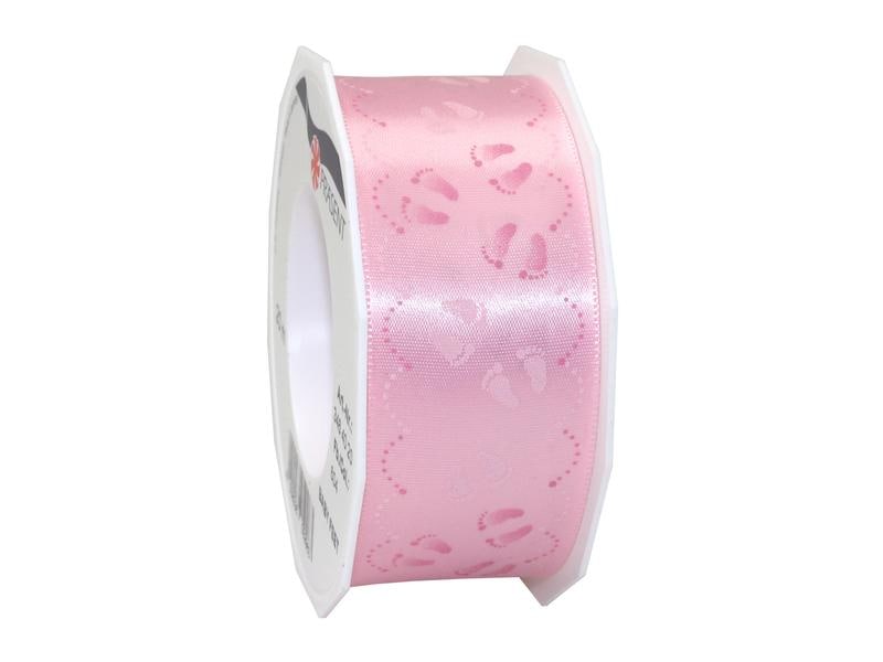Pattberg | Geschenkband Baby Feet | Grösse: 4 cm x 20 m, Farbe rosa