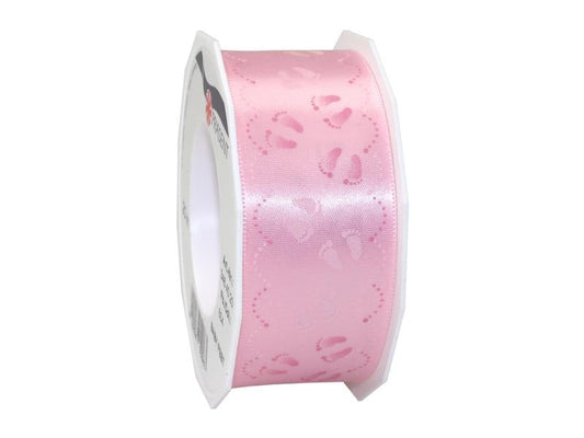Pattberg | Geschenkband Baby Feet | Grösse: 4 cm x 20 m, Farbe rosa