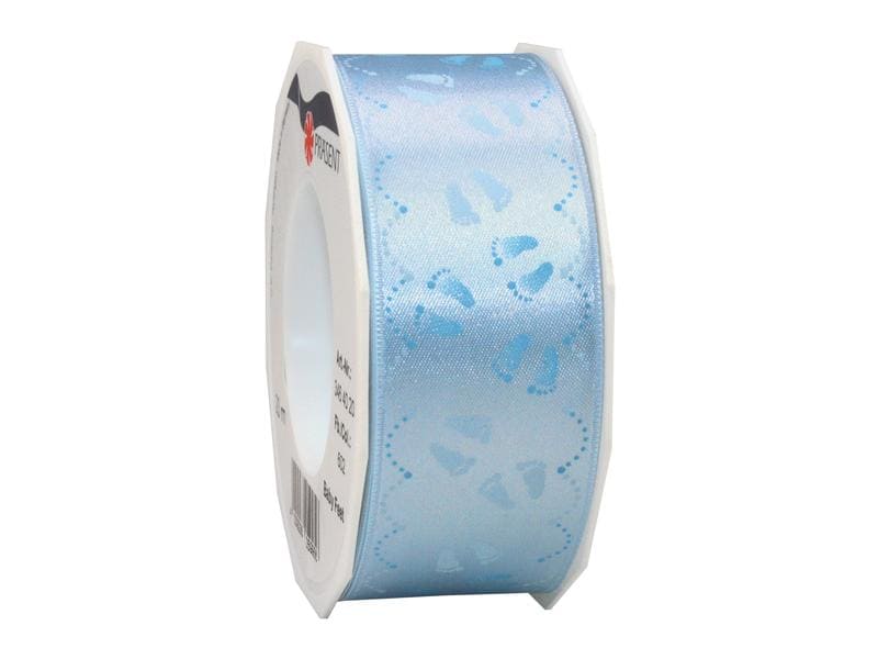 Pattberg | Geschenkband Baby Feet | Grösse: 4 cm x 20 m, Farbe blau