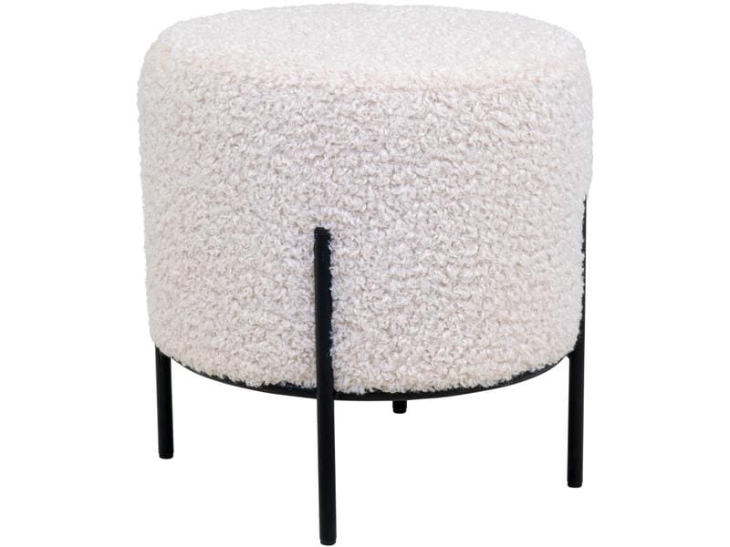 House Nordic | Pouf Alford | 1 Stk., Polyester, Pinienholz, Stahl
