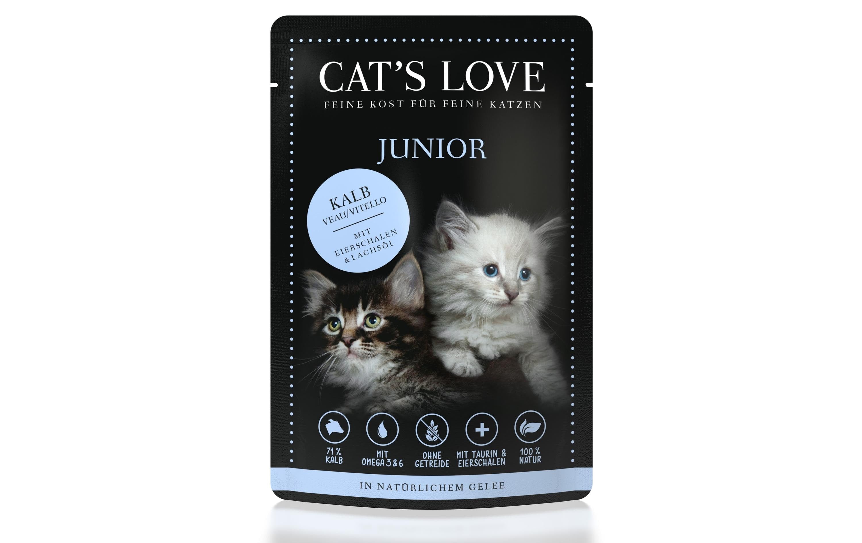 Cat's Love, Nassfutter Junior Kalb, 85 g