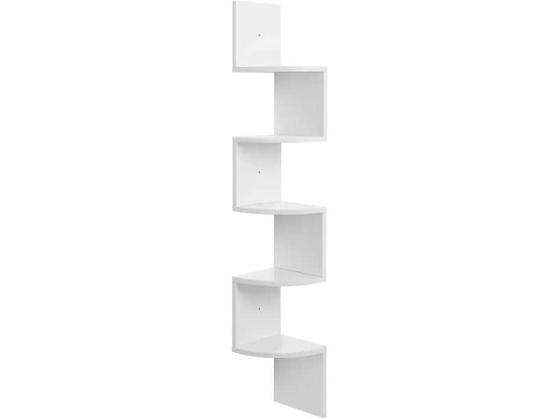 VASAGLE | Eckregal, Holzoptik, Weiss | 20x20x127.5 cm (LxBxH), pro Ablage 15kg
