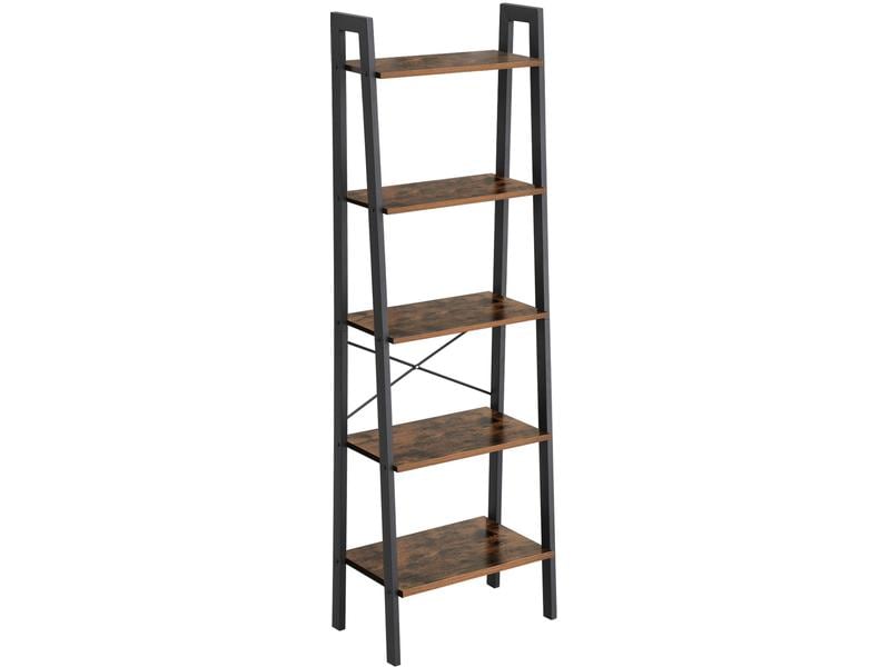 VASAGLE | Regal, Schwarz-Braun, Stahl | Spanplatte, 56 x 172 x 34 cm (BxHxT)