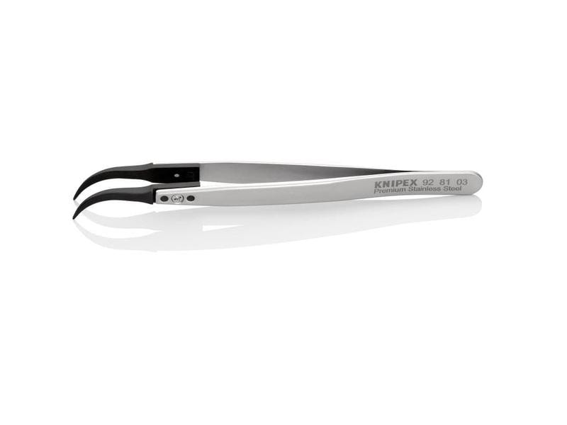 Knipex | Pinzette mit Wechselspitzen ESD 130 mm | gewinkelt 45°, Edelstahl