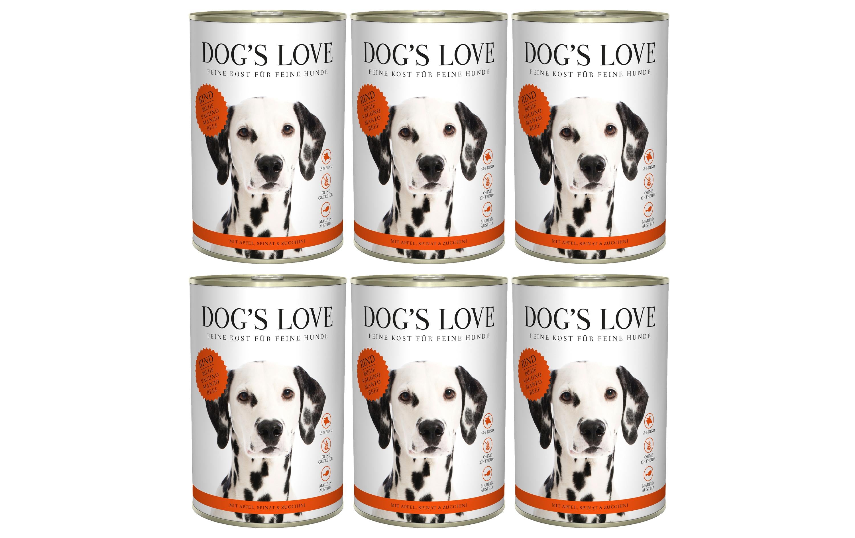 Dog's Love, Nassfutter Adult Rind, 6 x 400