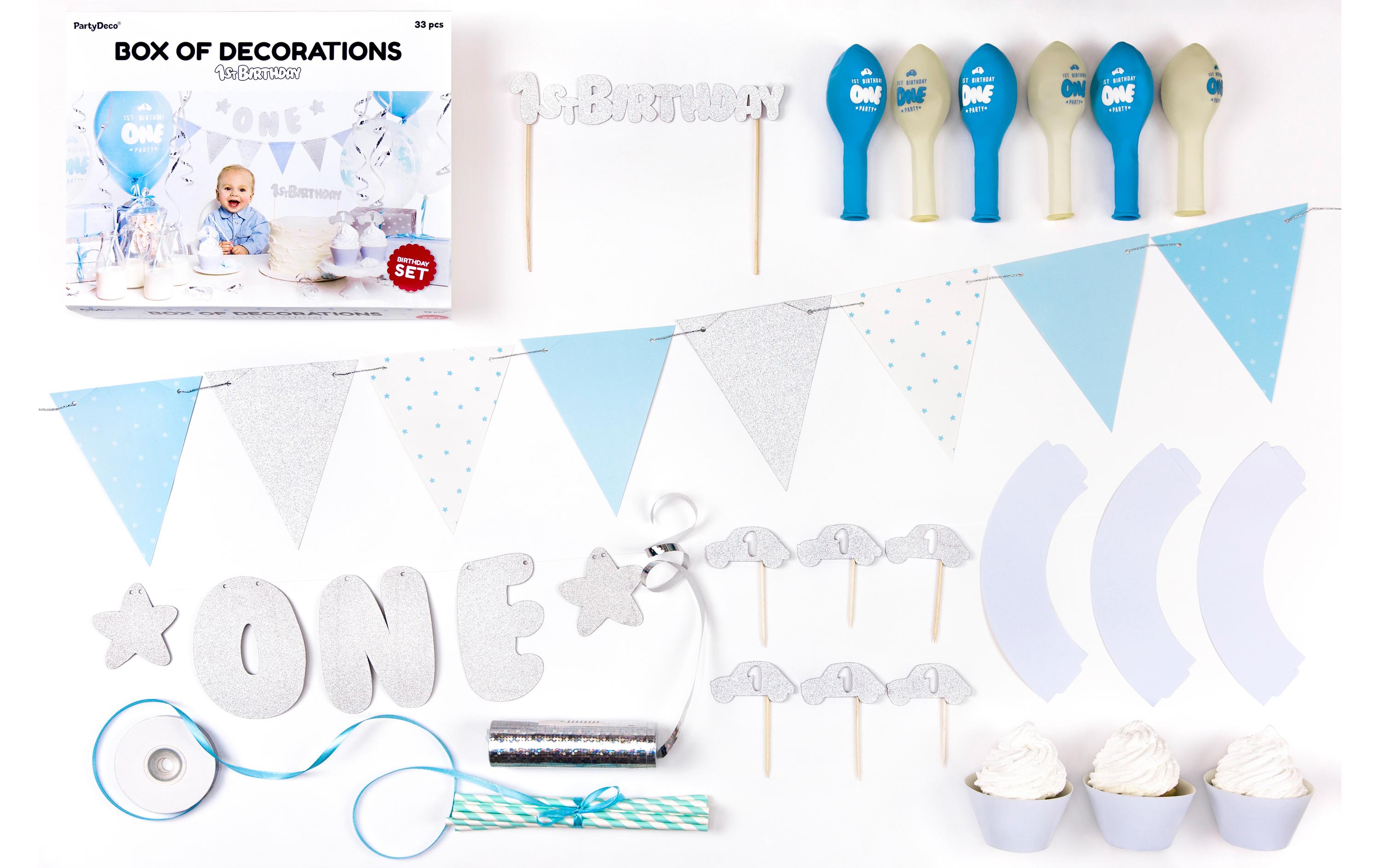 Partydeco Decorat. Set 1st Birthday silber