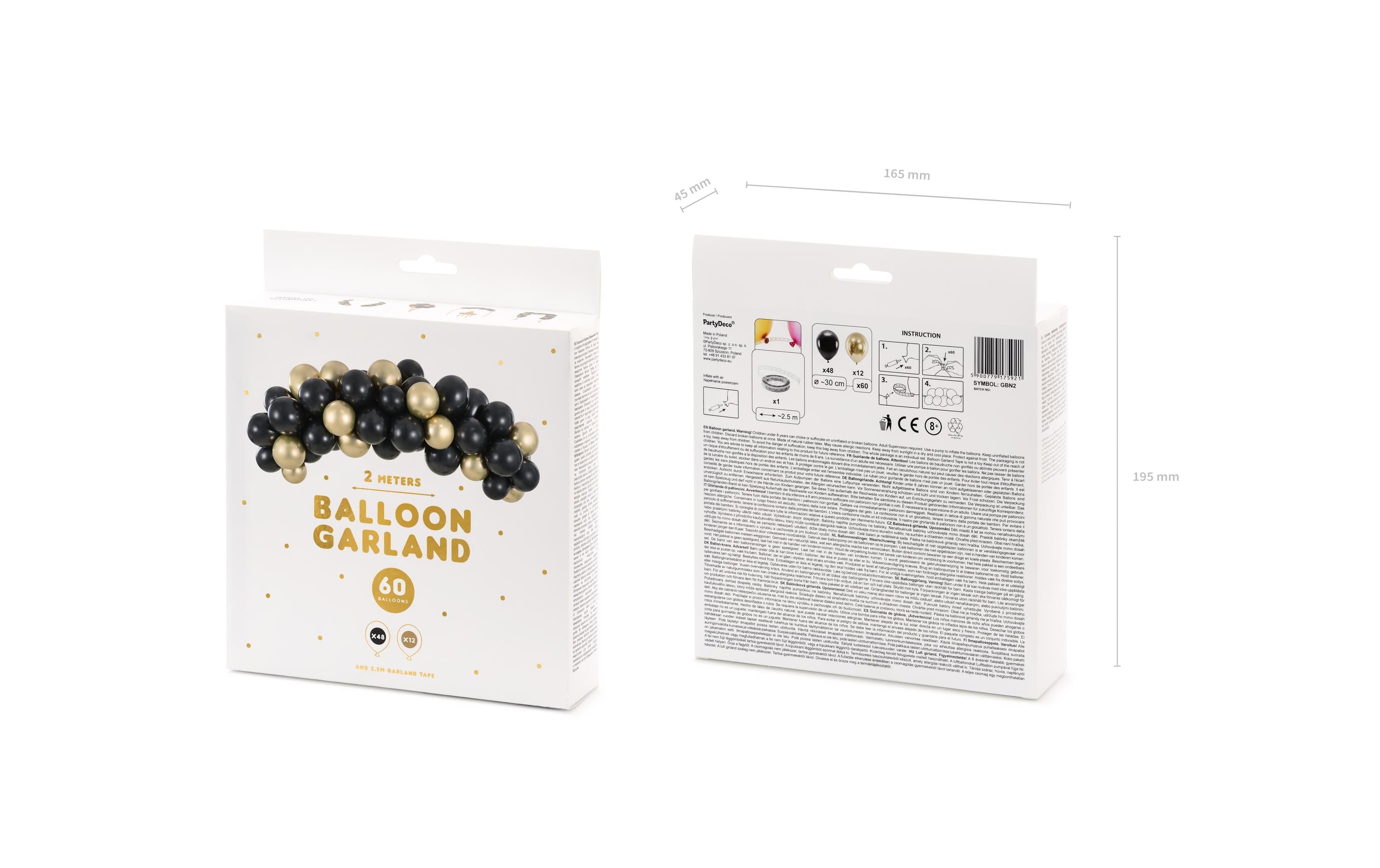 Partydeco, Luftballon Girlande Schwarz-Gold
