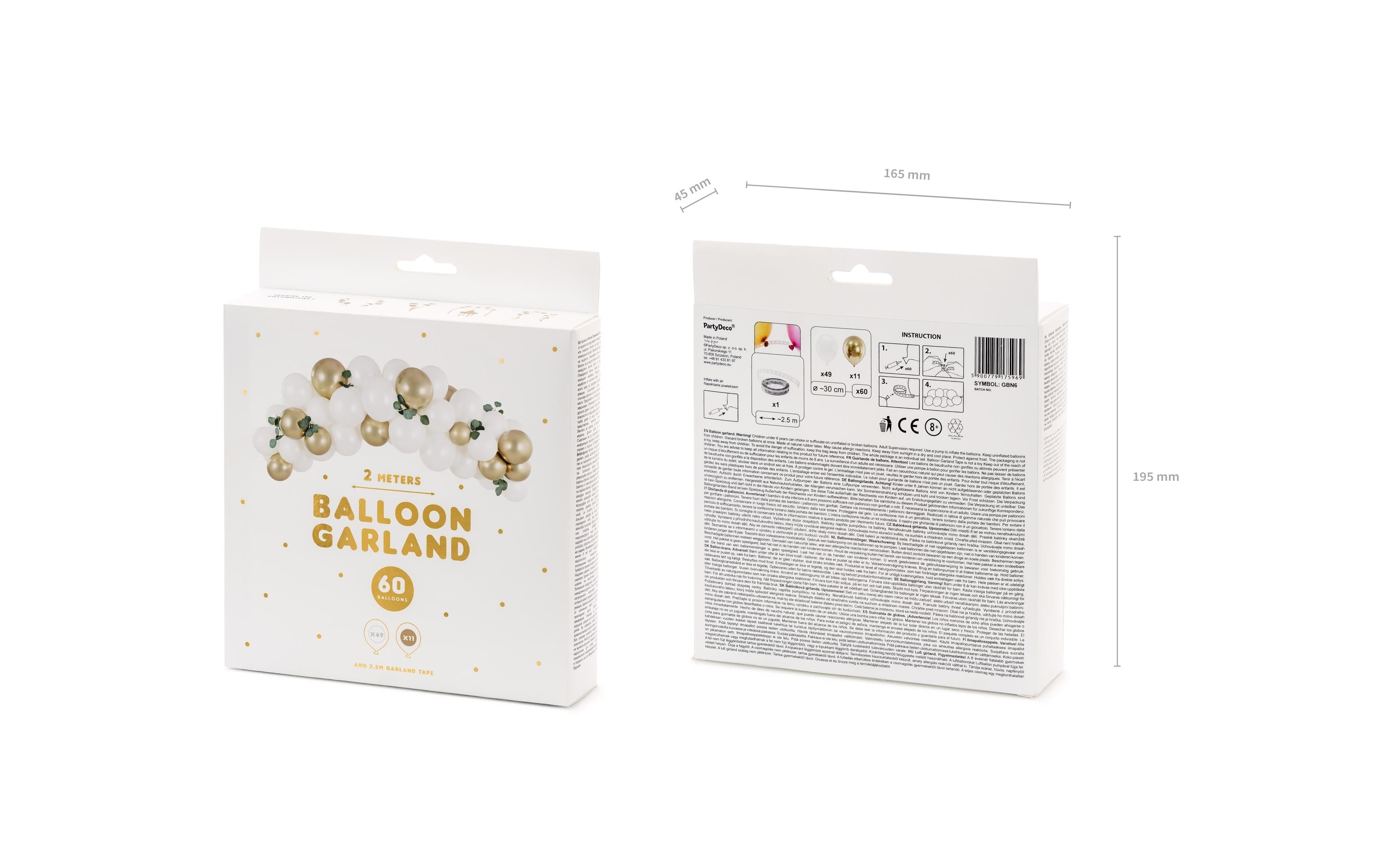 Partydeco, Luftballon Girlande Weiss-Gold 2