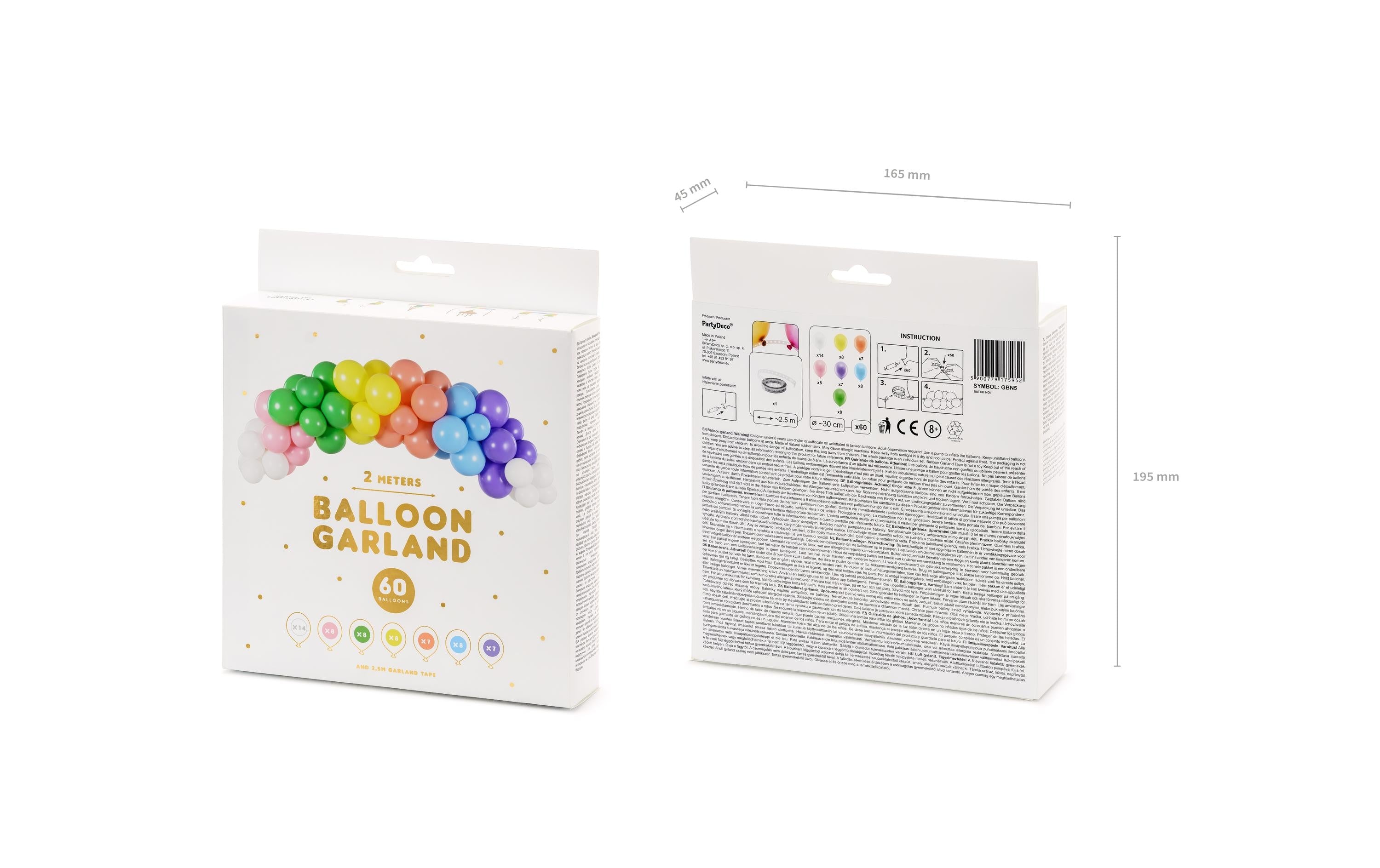 Partydeco, Luftballon Girlande Regenbogenfa