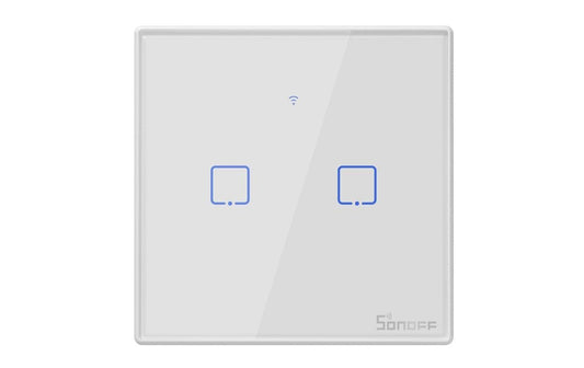 SONOFF | WiFi-RF-Lichtschalt 2-fach T2EU2C-TX | DIY 230V 2A 480W LED300W pro Kontakt weiss