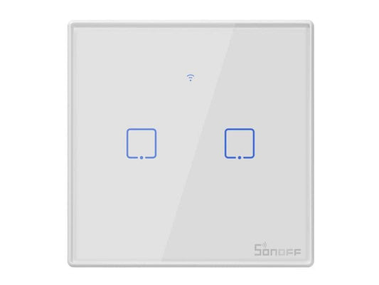 SONOFF | WiFi-RF-Lichtschalt 2-fach T2EU2C-TX | DIY 230V 2A 480W LED300W pro Kontakt weiss