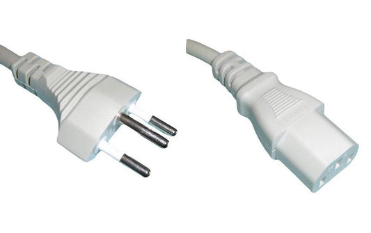 Diggelmann, Netzkabel 5 m C13 - T12, Weiss