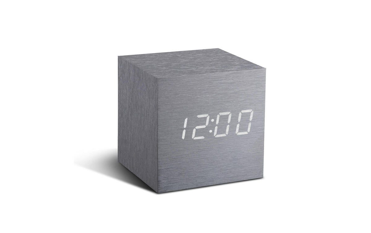 Gingko, Digitalwecker Cube Click Clock Silb