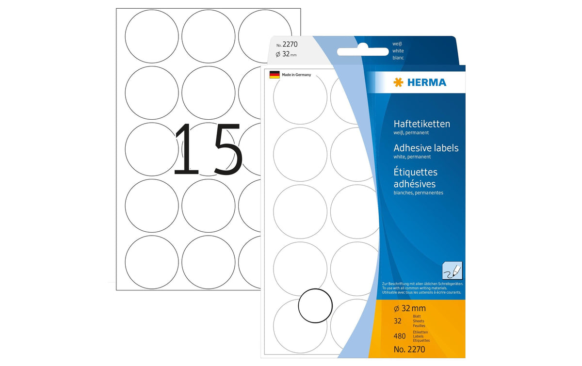 HERMA, Vielzweck-Etiketten 2270 Weiss Ø 32