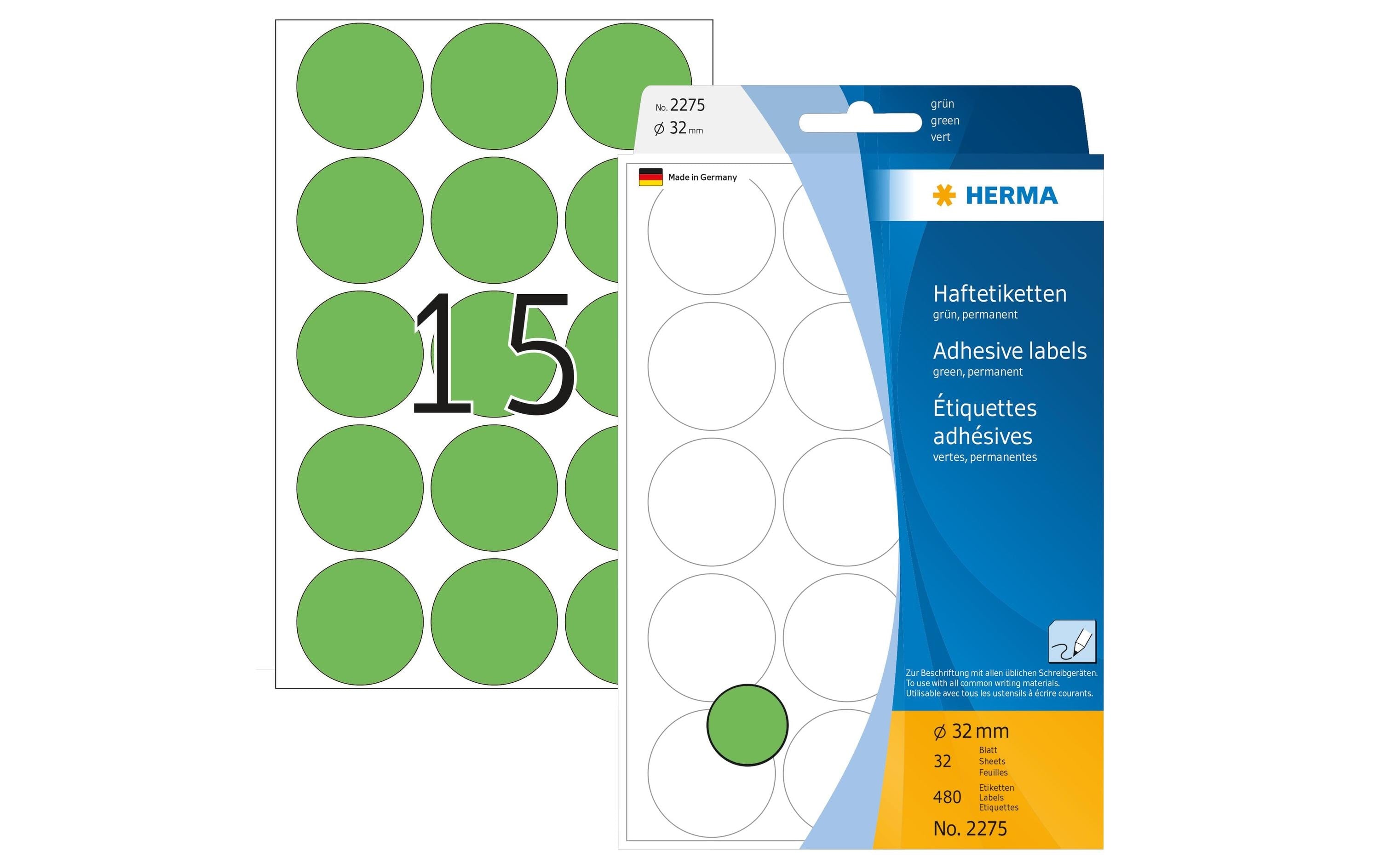 HERMA, Vielzweck-Etiketten 2275 Grün Ø 32 m