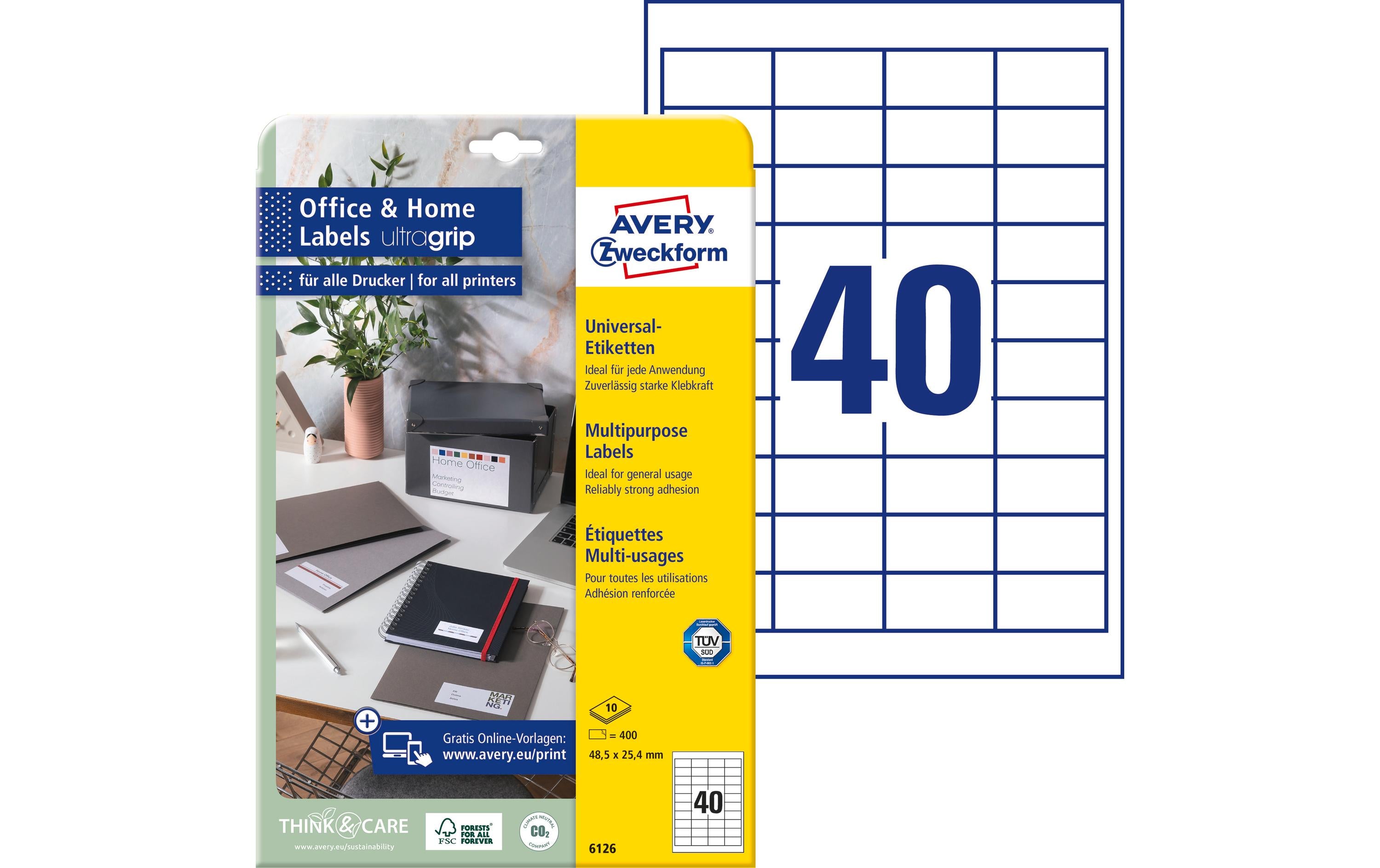 Avery Zweckform Etiketten 48.5x25.4mm