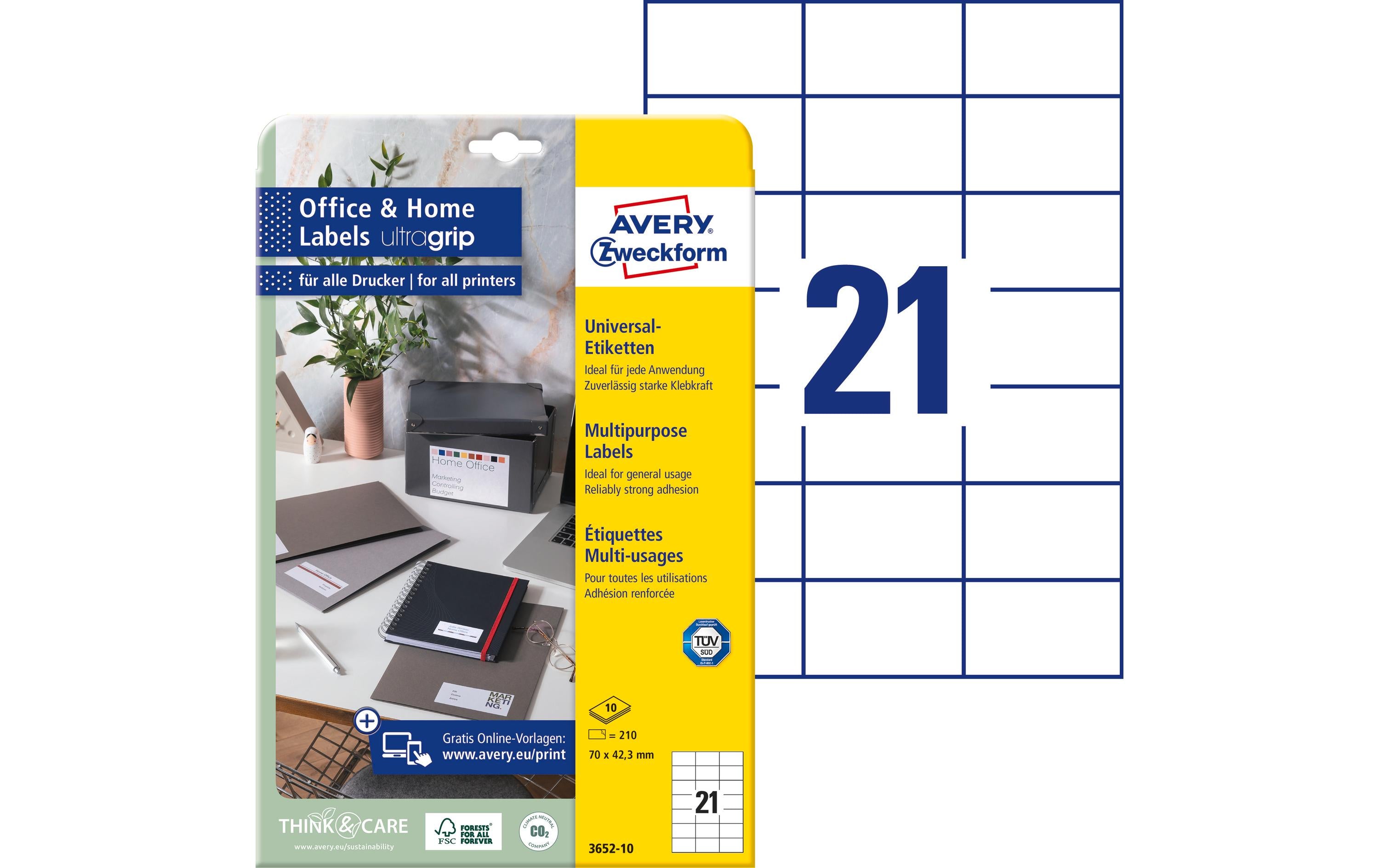 Avery Zweckform Etiketten 70x42,3mm