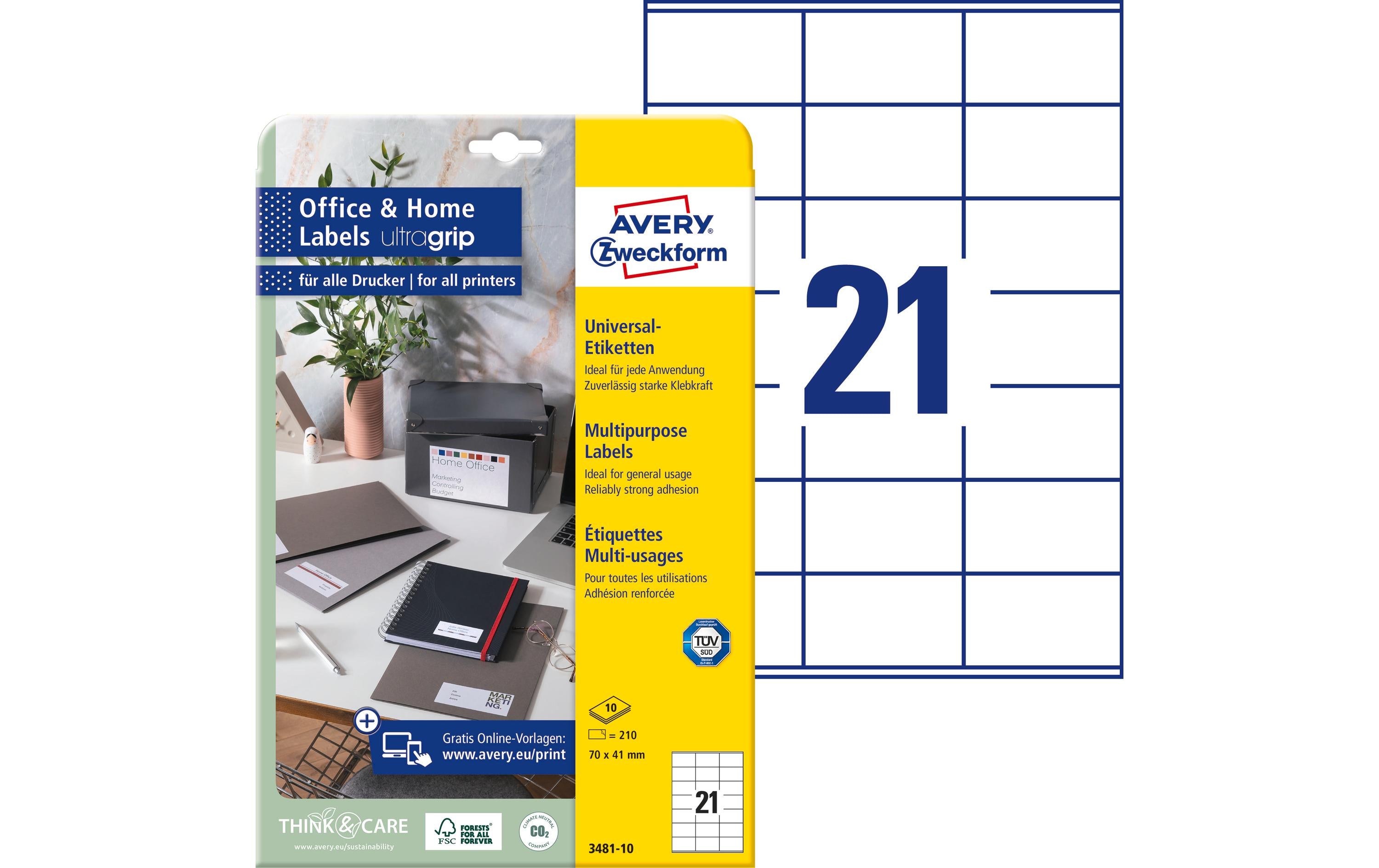Avery Zweckform Etiketten 70x41mm