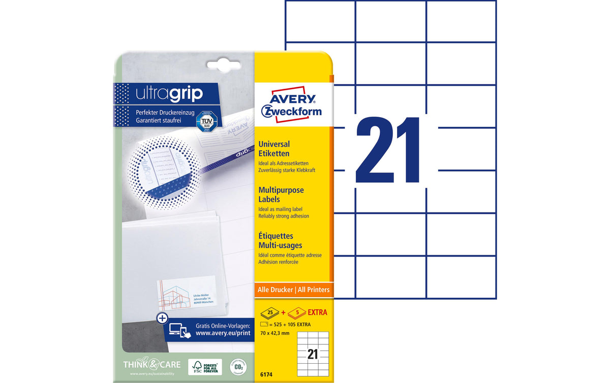 Avery Zweckform Etiketten A4, 70x42.3mm