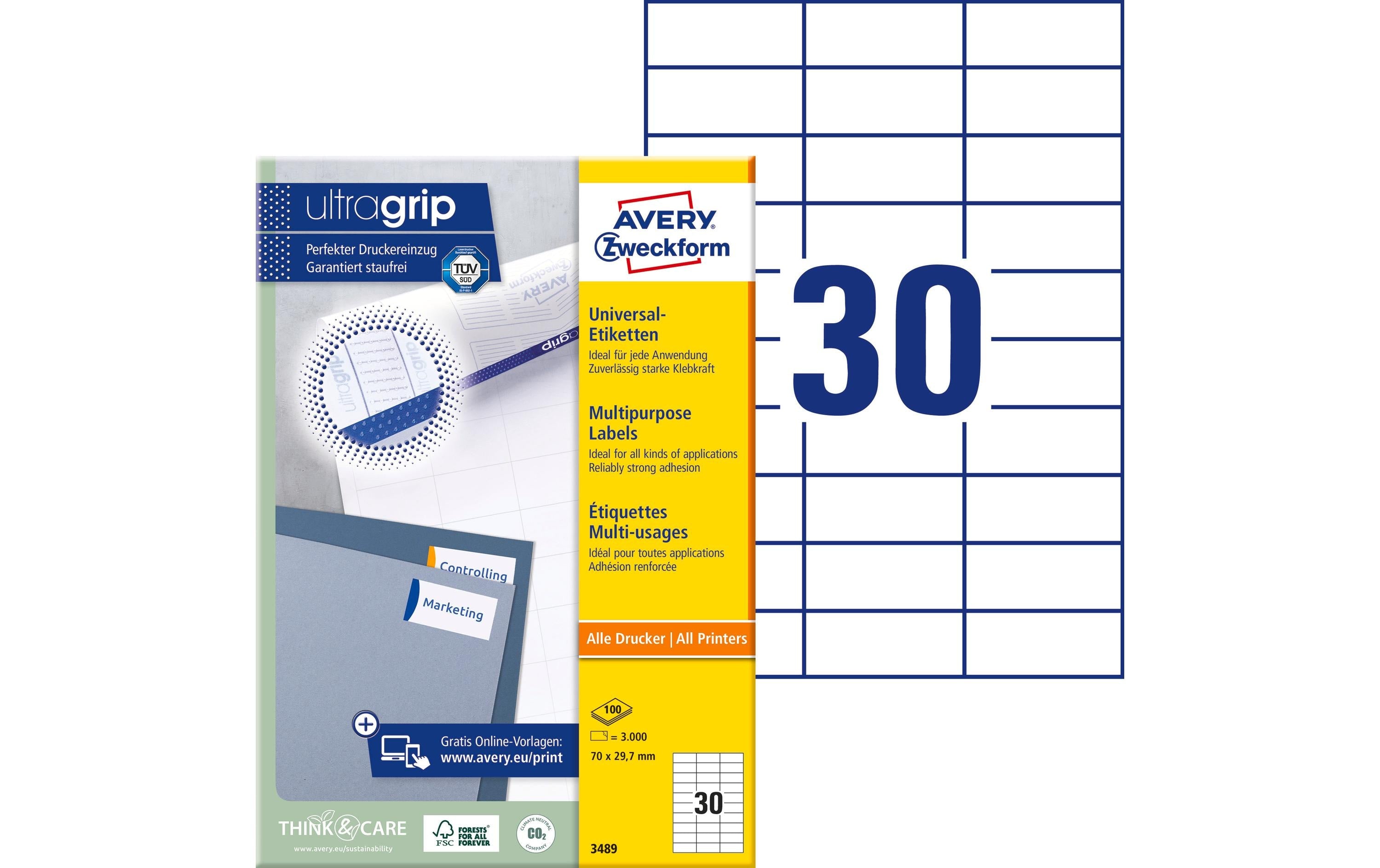 Avery Zweckform Etiketten A4, 70x29.7mm