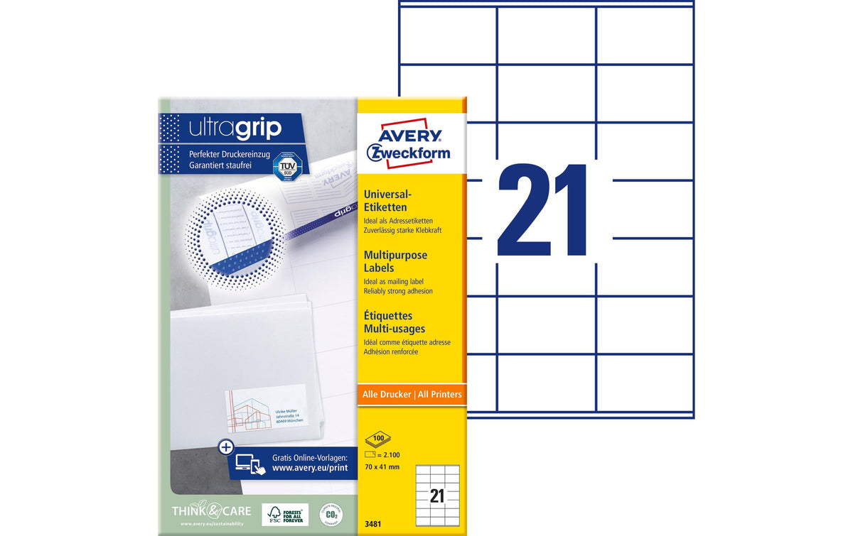 Avery Zweckform Etiketten A4, 70x41mm