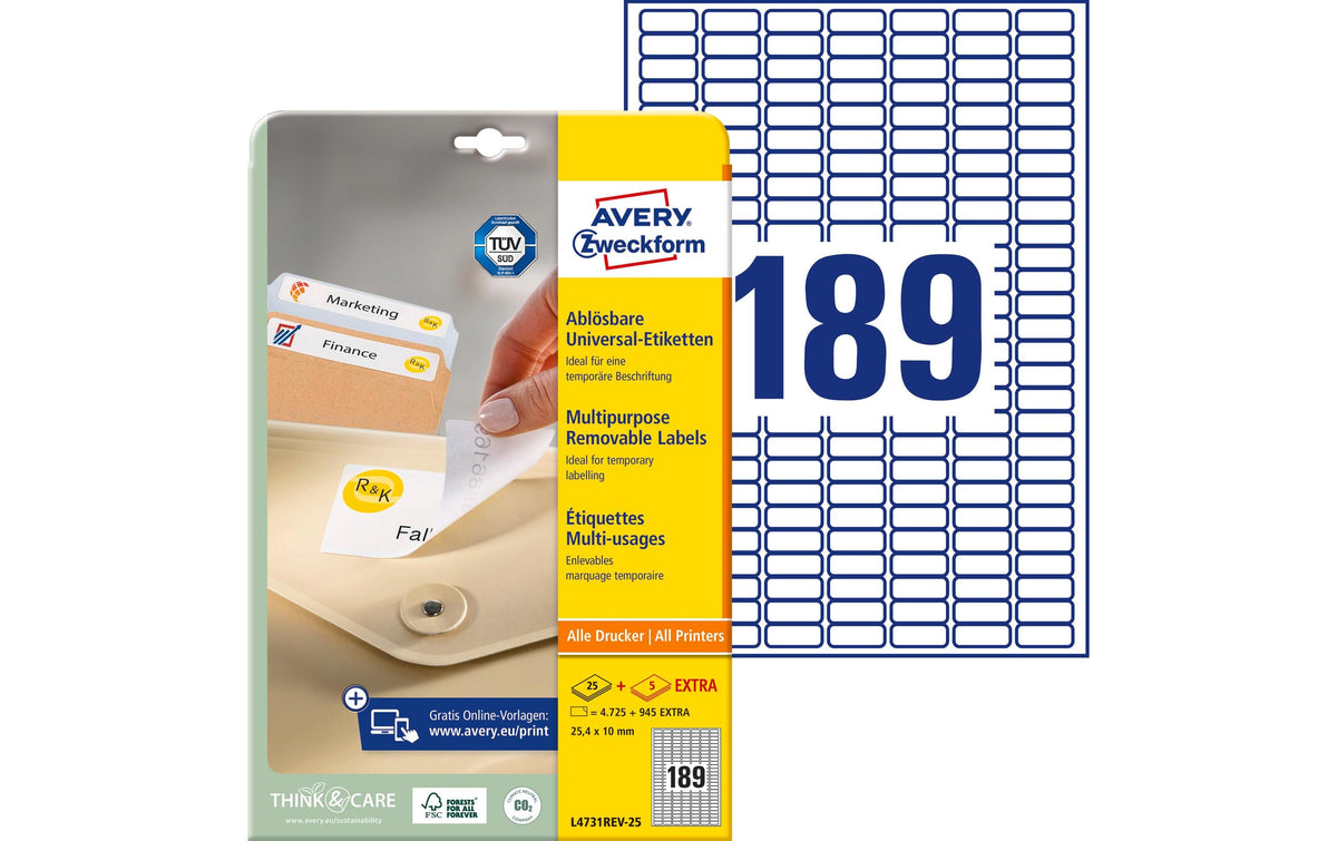 Avery Zweckform Etiketten stick+Lift, weiss