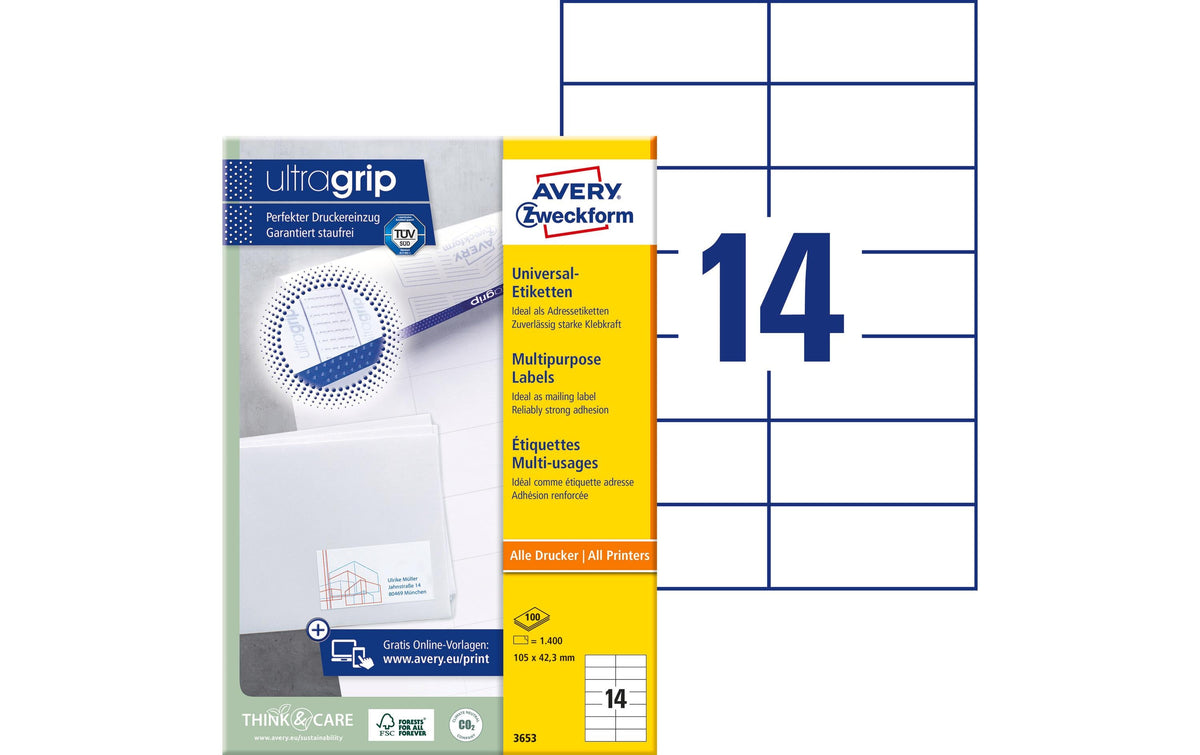 Avery Zweckform Etiketten A4, 105x42.3mm