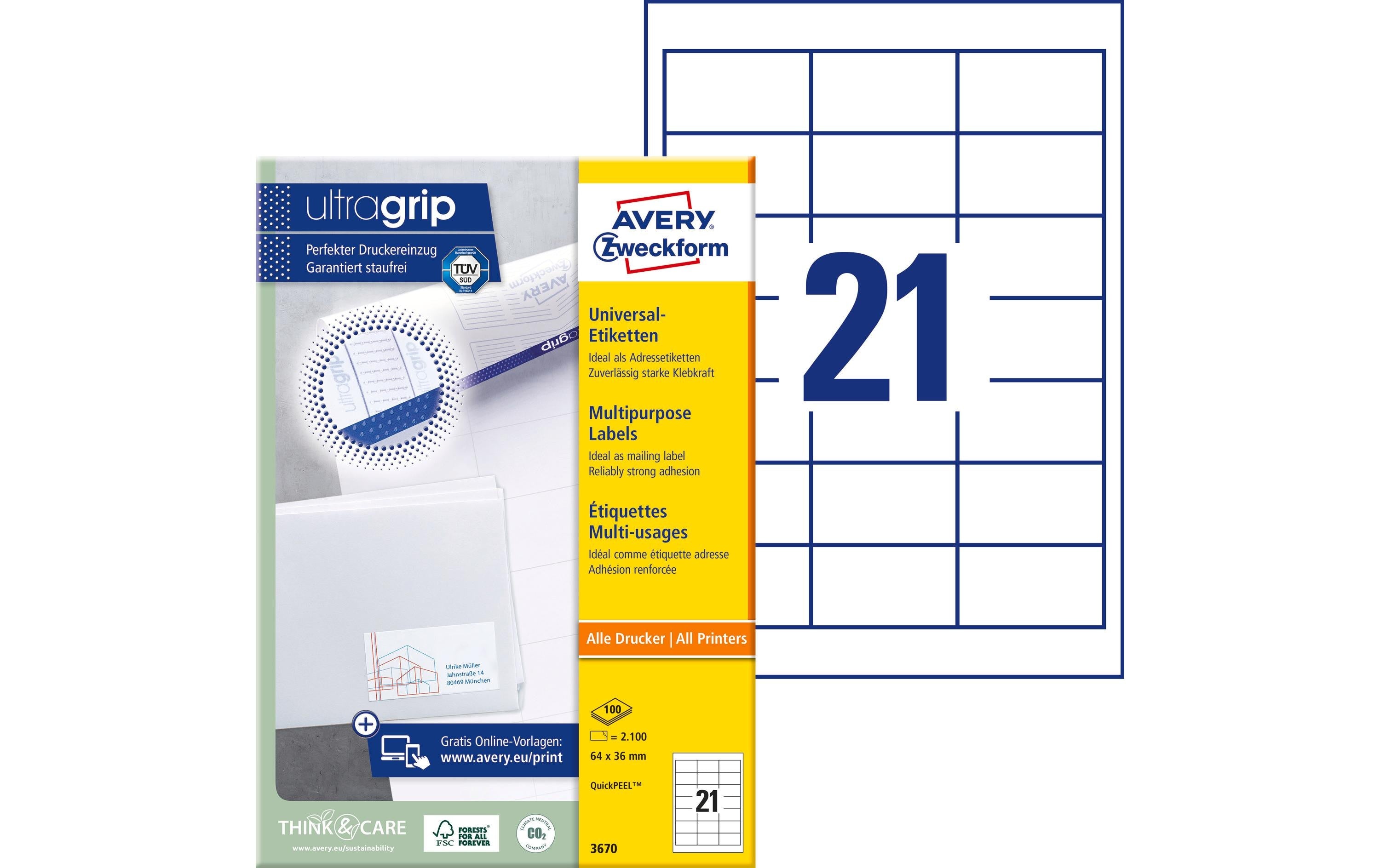 Avery Zweckform Etiketten A4, 64 x 36 mm