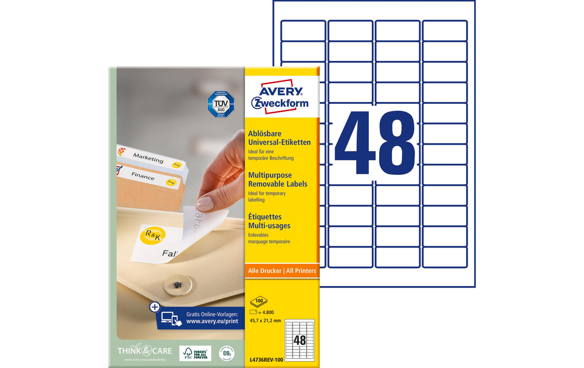 Avery Zweckform Etiketten stick+Lift, weiss