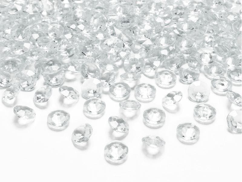 Partydeco | Streudeko Konfetti Diamanten | transparent, 1.2 cm, 100 Stück