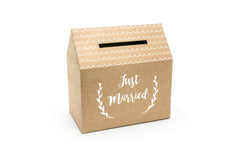 Partydeco | Kartenbox just married | braun, 30 x 30.5 x 16.5 cm, 1 Stück