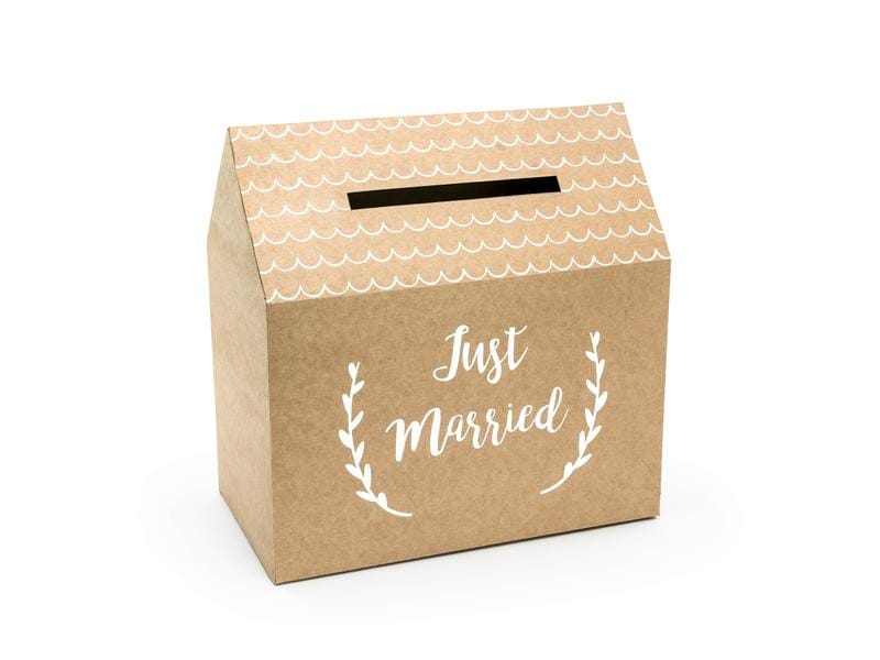 Partydeco | Kartenbox just married | braun, 30 x 30.5 x 16.5 cm, 1 Stück