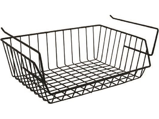 MSV | Aufbewahrungskorb beim Regal einhängen | Schwarz, Metall, 40x27x17.5 cm