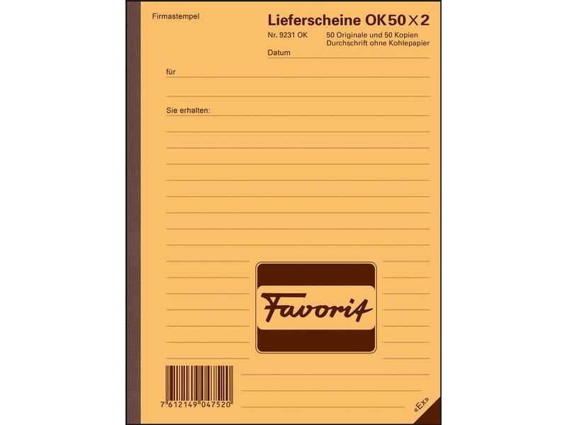 Favorit | Formularbuch Lieferscheine A5 9231 | 50x2 Blatt