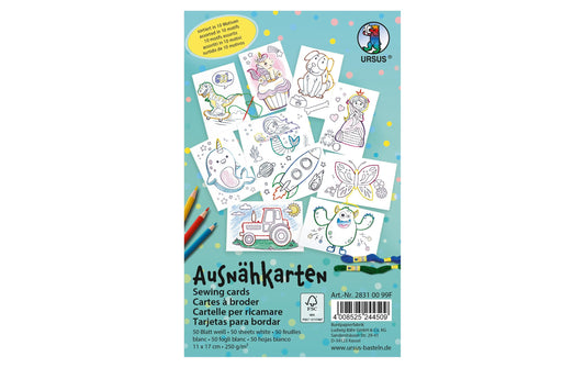 URSUS | Ausnähkarten weiss | 50 Stück, 10 Motive, 11 x 17 cm