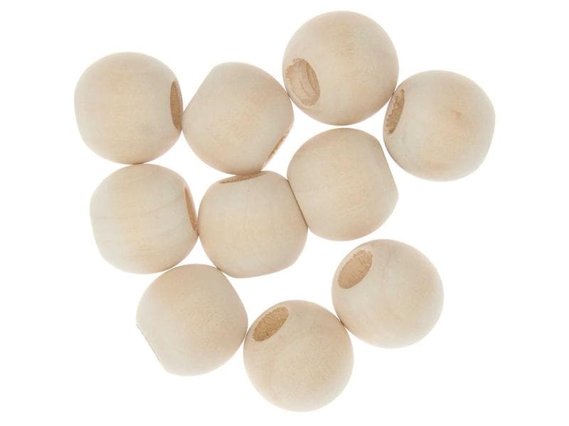 Rico Design | Rico Holzperlen Makramee natur | Ø 20 mm, Lochgrösse ca. 10 mm, 10 Stk.