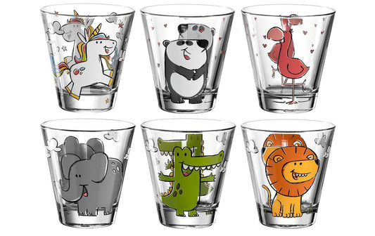 LEONARDO | Kindertasse Bambini Tiermotiv, 21 | 6er Set, D: 9cm, H: 9cm Vol: 215ml