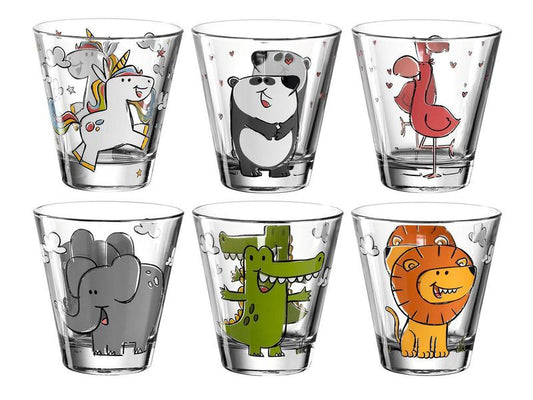 LEONARDO | Kindertasse Bambini Tiermotiv, 21 | 6er Set, D: 9cm, H: 9cm Vol: 215ml