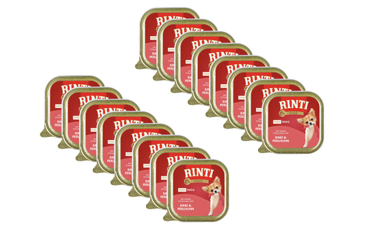 Rinti, Nassfutter Gold Mini Rind & Perlhuhn