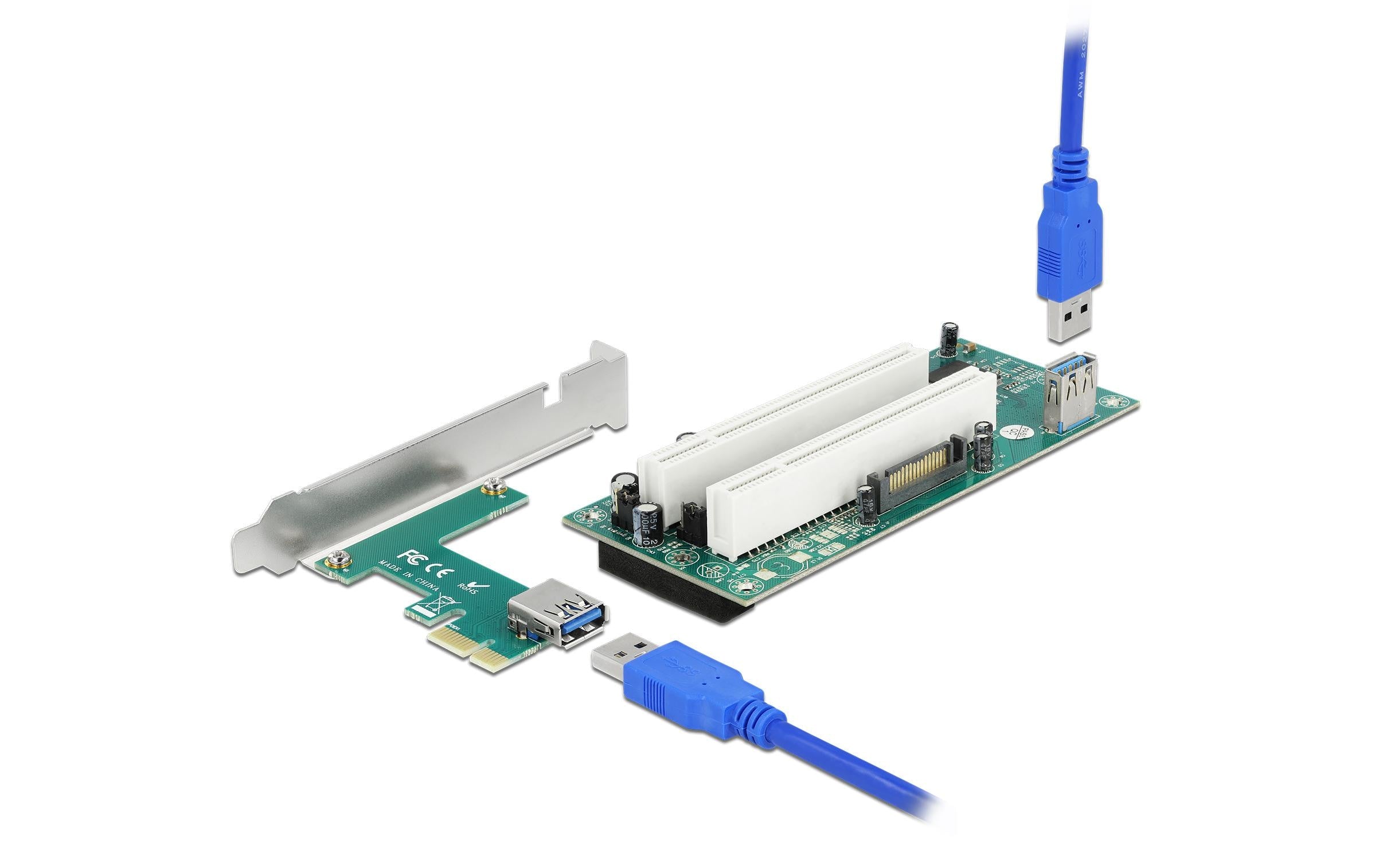 Delock PCI-Express Riserkarte, x1 zu 2x PCI