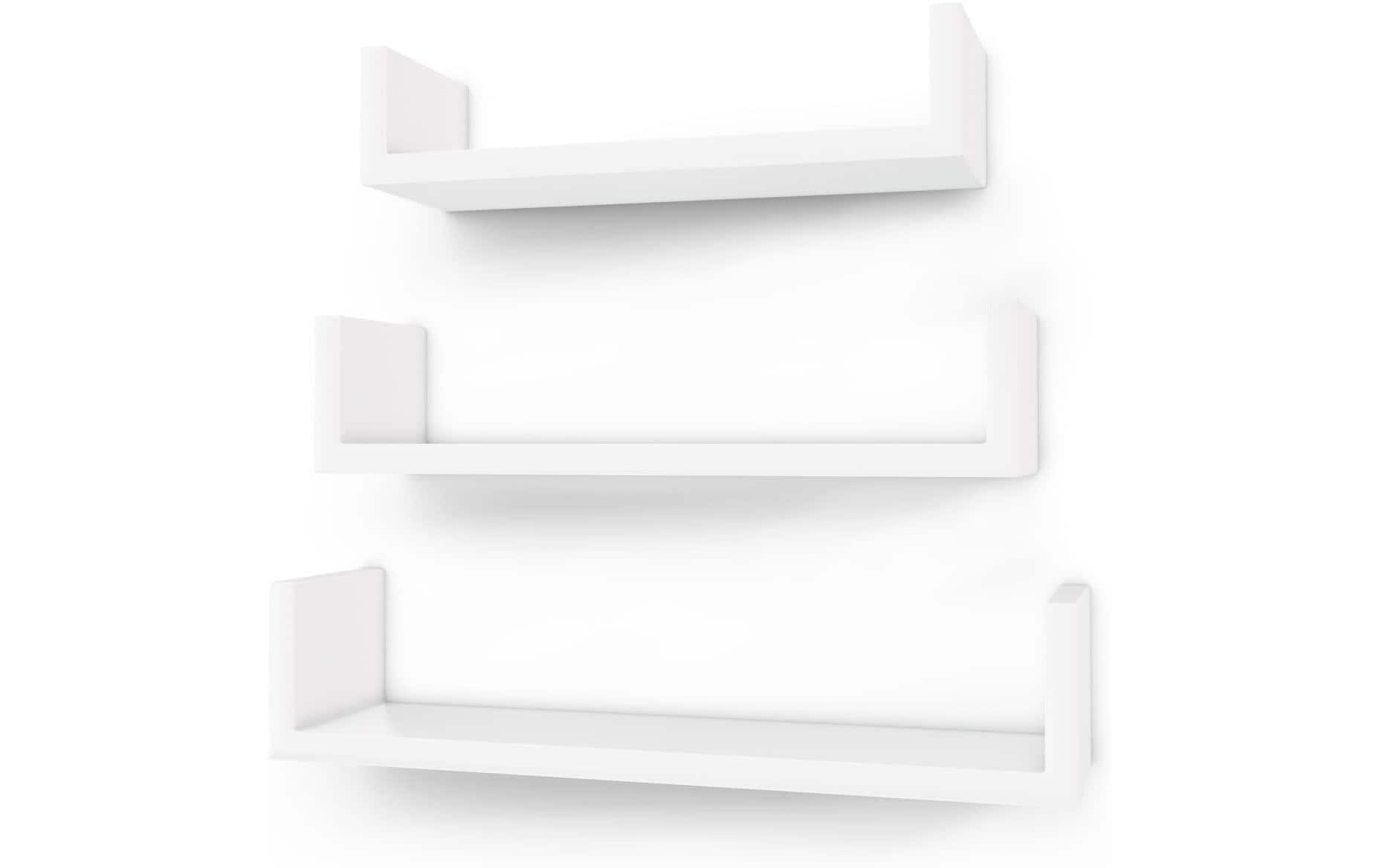 Songmics Wandregal Weiss, 3er Set, Holz