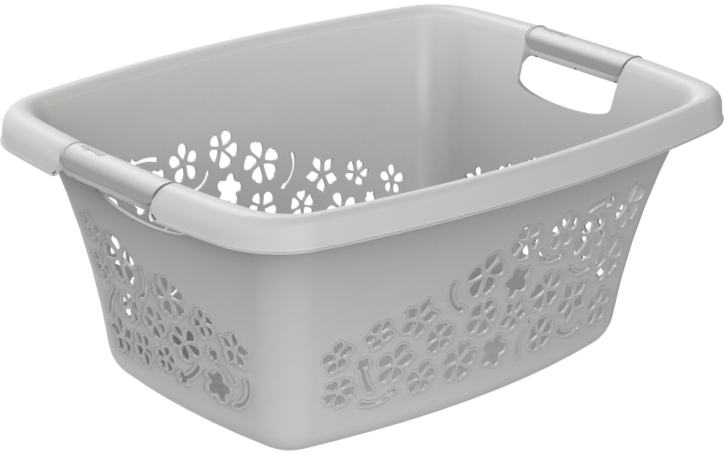Rotho, Wäschekorb Flowers Hellgrau, 25 l