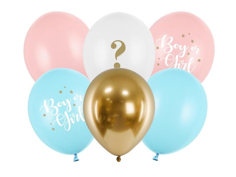 Partydeco | Ballons Boy or Girl blau/pink | D: 30 cm, 6 Stück